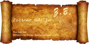 Zoltner Béla névjegykártya